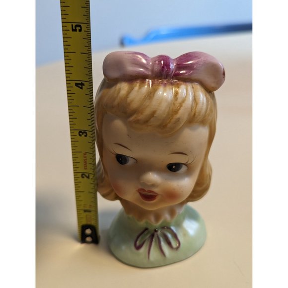 Vintage Made in Japan Lefton Norcrest Porcelain Bisque GIRL Wall Pocket Plaque - Picture 4 of 8